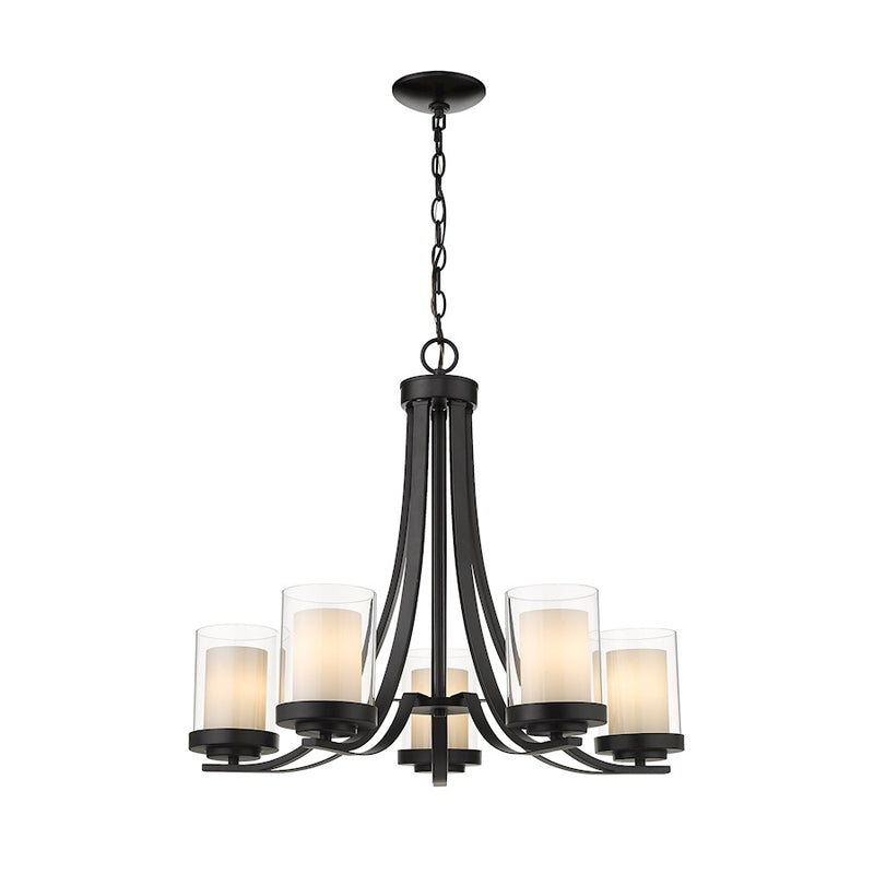 Z-Lite Willow Chandelier, Black, Inner White/Outer Clear