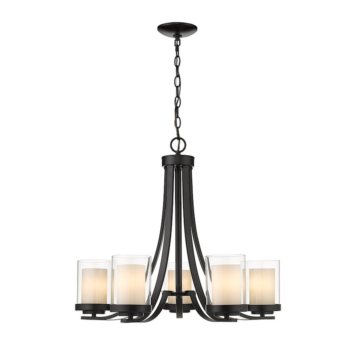 Z-Lite Willow Chandelier, Black, Inner White/Outer Clear