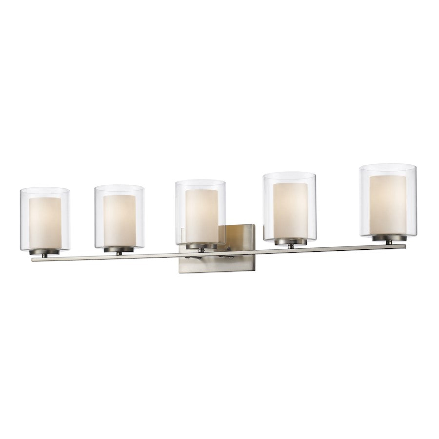 Z-Lite Willow 5 Light Vanity Light, Brushed Nickel, Clear Out/Opal In - 426-5V-BN