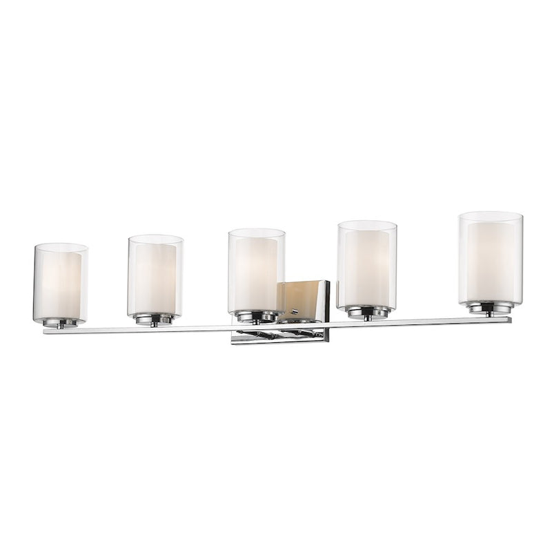 Z-Lite Willow 5 Light Vanity Light, Chrome, Clear Out/Matte Opal In - 426-5V-CH