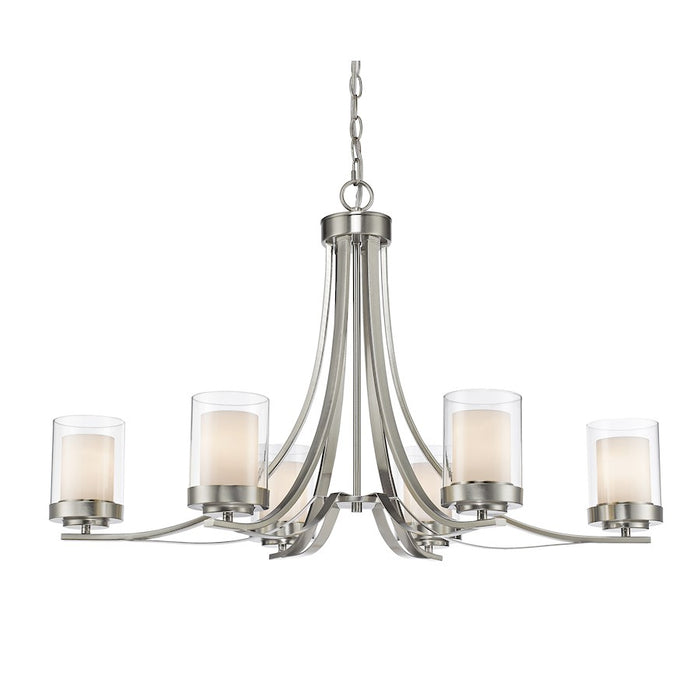 Z-Lite Willow 6 Light Chandelier, Brushed Nickel, Clear Out/Opal In - 426-6-BN