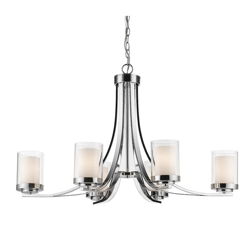 Z-Lite Willow 6 Light Chandelier, Chrome, Clear Out/Matte Opal In - 426-6-CH