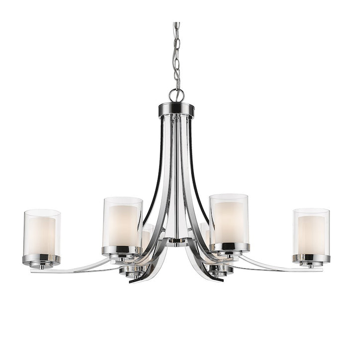 Z-Lite Willow 6 Light Chandelier, Chrome, Clear Out/Matte Opal In - 426-6-CH