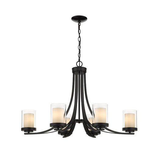 Z-Lite Willow Chandelier, Black, Inner White/Outer Clear