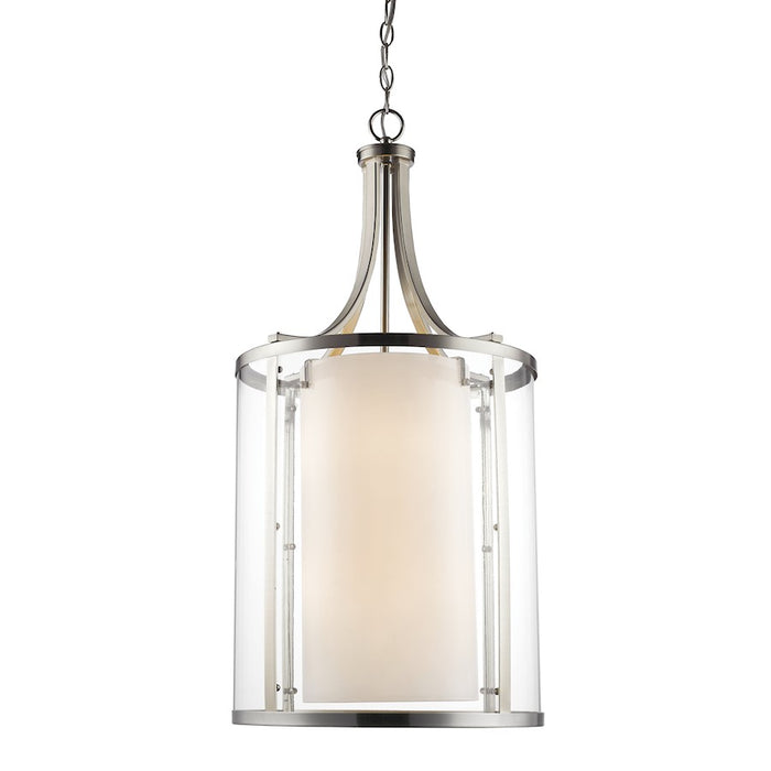 Z-Lite Willow 8 Light Pendant, Brushed Nickel, Clear Out/Matte Opal In - 426-8-BN