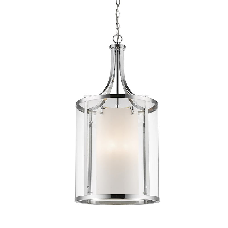 Z-Lite Willow 8 Light Chandelier, Chrome, Clear Out/Matte Opal In - 426-8-CH