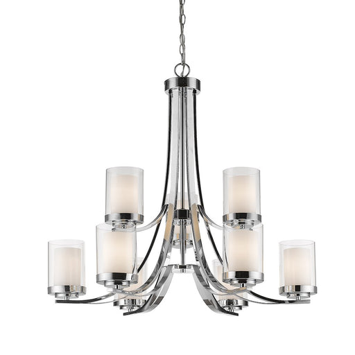 Z-Lite Willow 9 Light Chandelier, Chrome, Clear Out/Matte Opal In - 426-9-CH