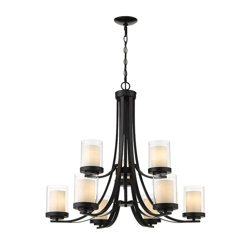 Z-Lite Willow Chandelier, Black, Inner White/Outer Clear