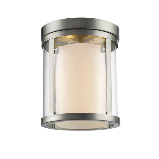 Z-Lite Willow 3 Light Flush Mount, Brushed Nickel, Clear Out/Opal In - 426F-BN