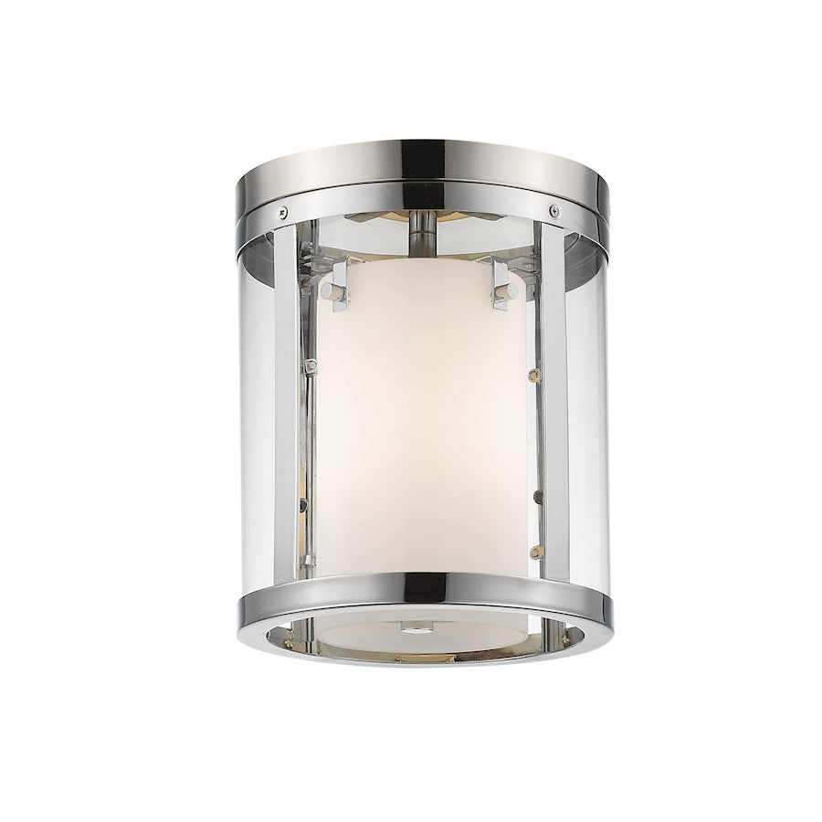 Z-Lite Willow 3 Light Flush Mount, Chrome, Clear Out/Matte Opal In - 426F-CH