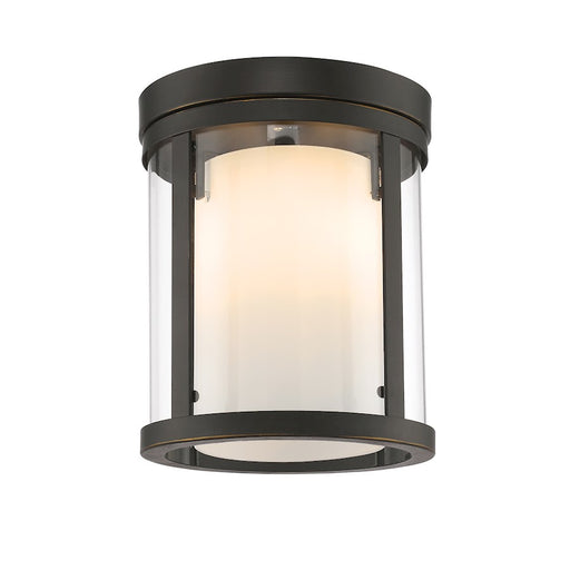 Z-Lite Willow 3 Light Flush Mount, Olde Bronze, Clear Out/Matte Opal In - 426F-OB