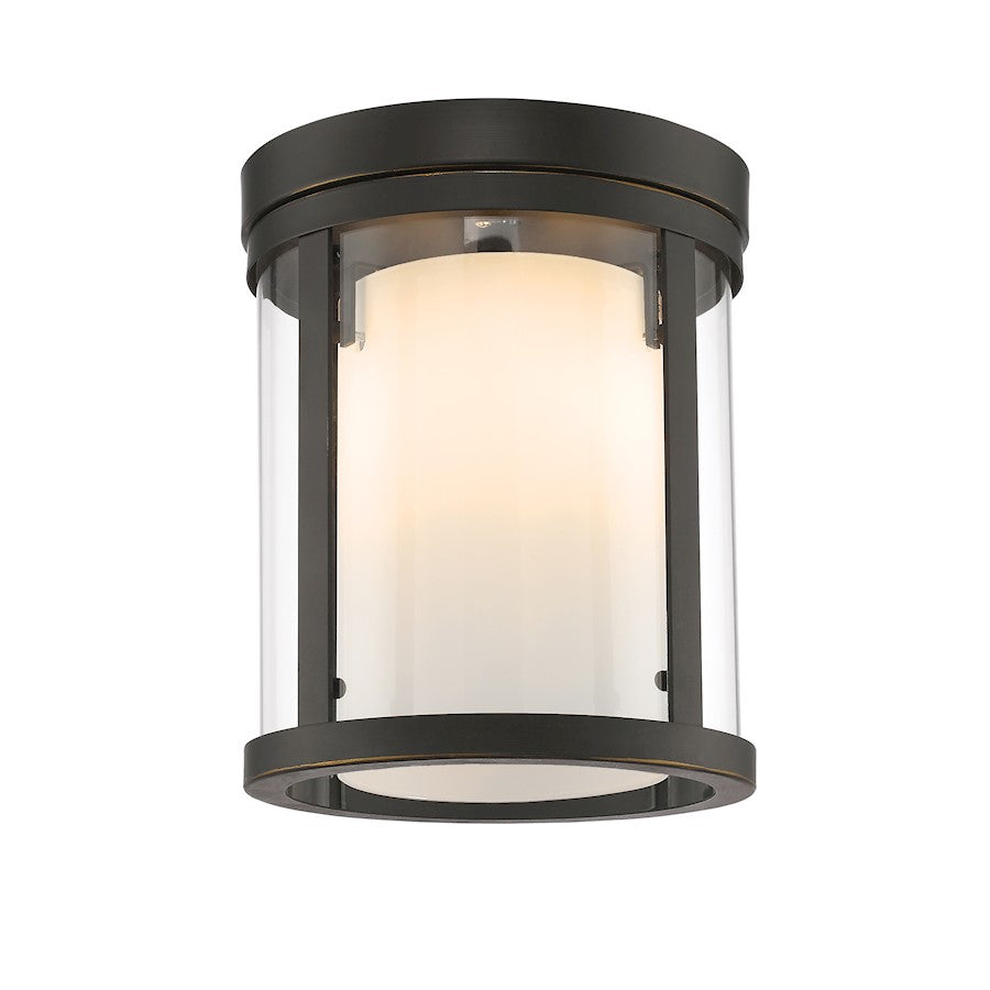 Z-Lite Willow 3 Light Flush Mount, Olde Bronze, Clear Out/Matte Opal In - 426F-OB