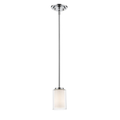 Z-Lite Willow 1 Light Mini Pendant, Chrome, Clear Out/Matte Opal In - 426MP-CH