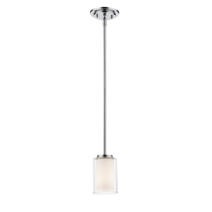 Z-Lite Willow 1 Light Mini Pendant, Chrome, Clear Out/Matte Opal In - 426MP-CH