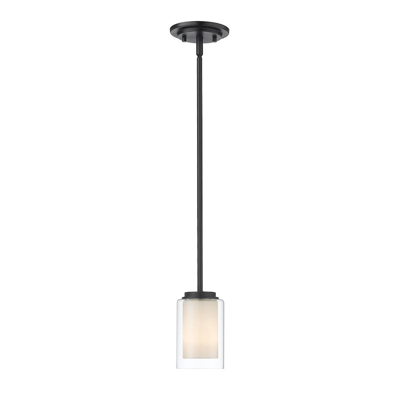 Z-Lite Willow 1 Light 54" Mini Pendant, Black, Inner White