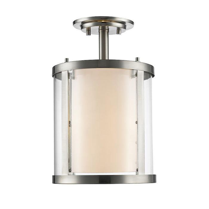 Z-Lite Willow 3 Light Semi-Flush Mount, Nickel, Clear Out/Opal In - 426SF-BN
