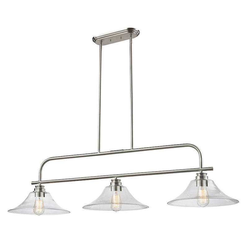 Z-Lite Annora 3 Light Island/Billiard Light, Brushed Nickel, Clear - 428-3B-BN