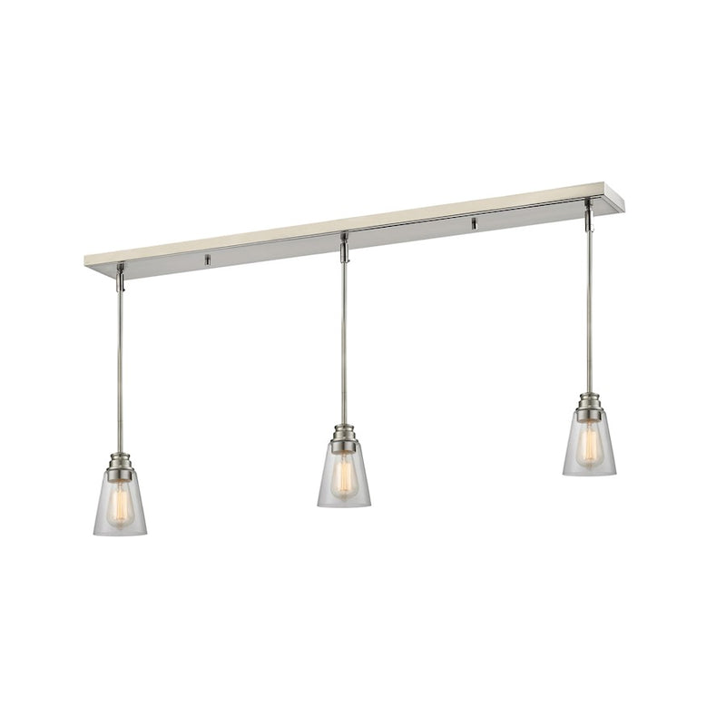 Z-Lite Annora 3 Light Island/Billiard Light 47.5x5.5x7.125", Nickel, Clear - 428MP-3BN