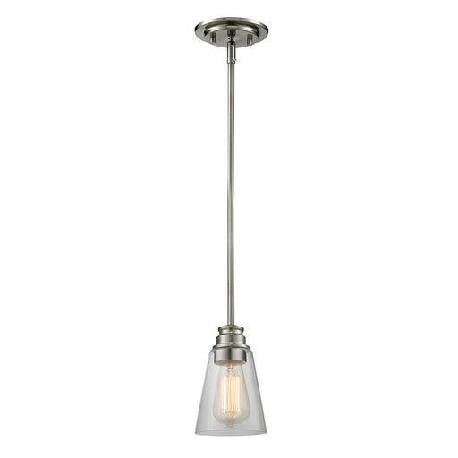 Z-Lite Annora 1 Light Mini Pendant, 5.5x54.88", Brushed Nickel, Clear - 428MP-BN