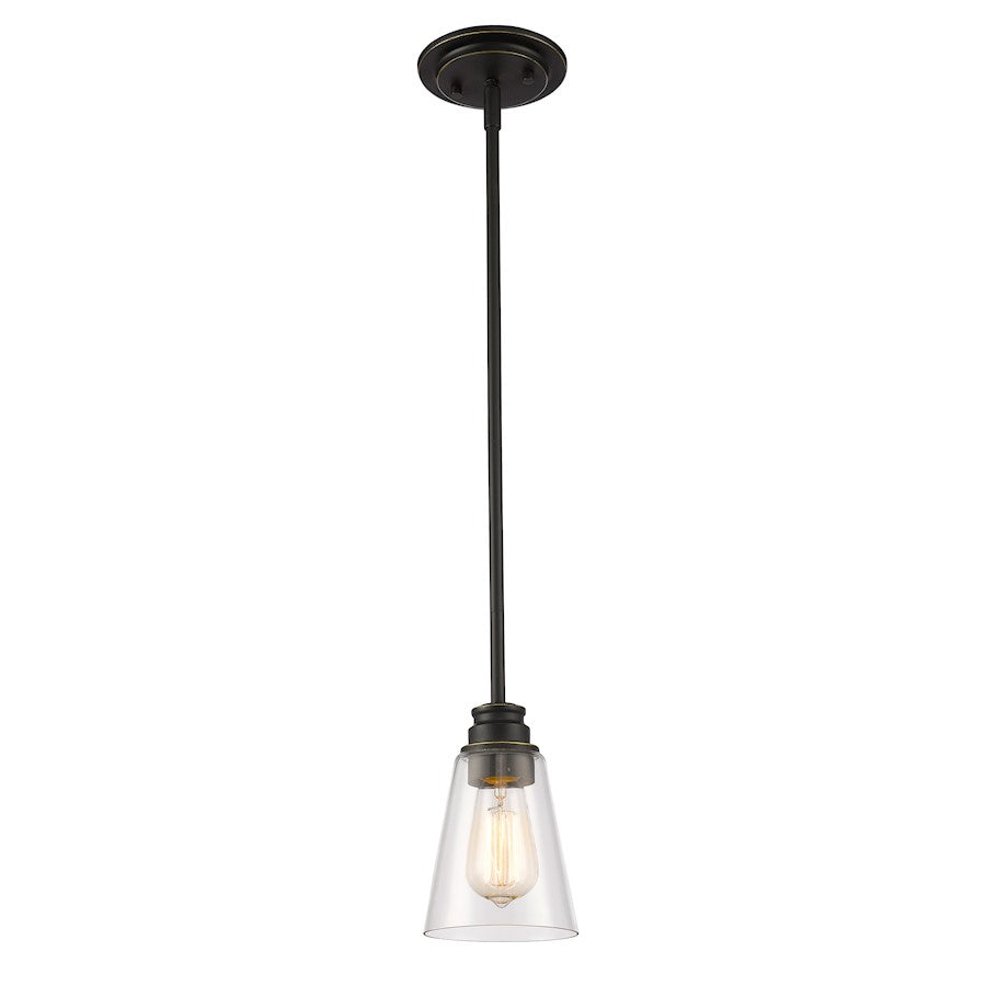 Z-Lite Annora 1 Light Mini Pendant, 5.5x54.88", Olde Bronze, Clear - 428MP-OB