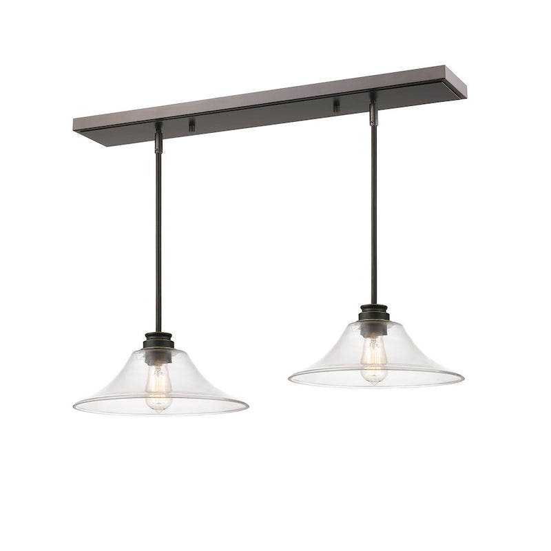 Z-Lite Annora 2 Light Island/Billiard Light 30x14x56.63", Bronze, Clear - 428MP14-2OB