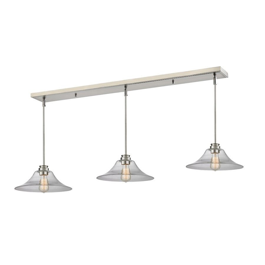 Z-Lite Annora 3 Light Island/Billiard Light 56x14x6.125", Nickel, Clear - 428MP14-3BN
