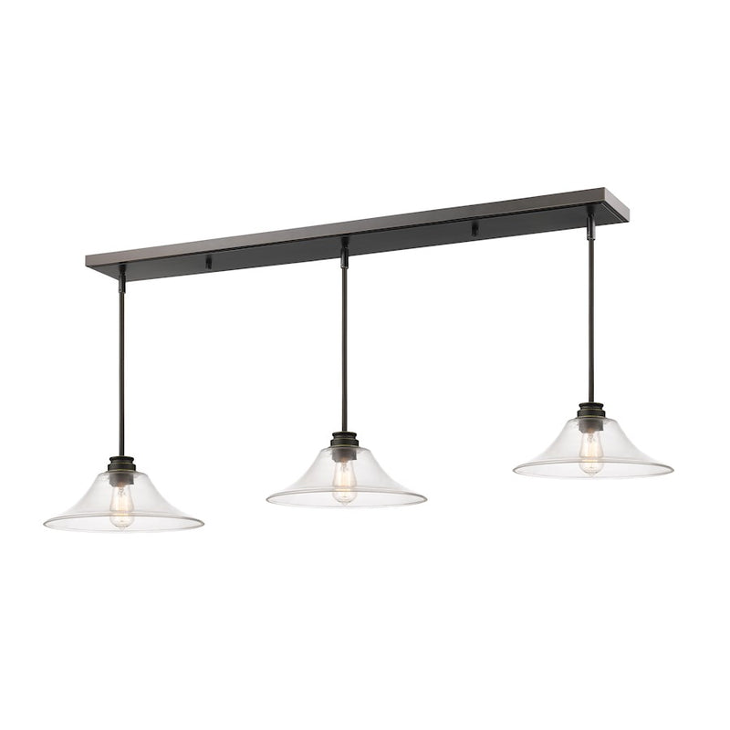 Z-Lite Annora 3 Light Island/Billiard Light 56x14x6.125", Bronze, Clear - 428MP14-3OB