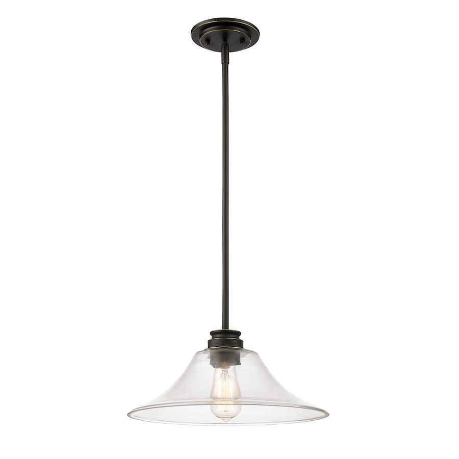Z-Lite Annora 1 Light Mini Pendant, 14x53.88", Olde Bronze, Clear - 428MP14-OB