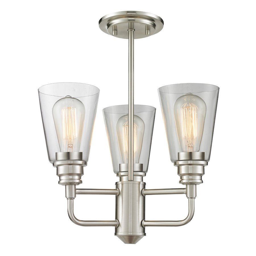 Z-Lite Annora 3 Light Semi-Flush Mount, Brushed Nickel, Clear - 428SF-BN