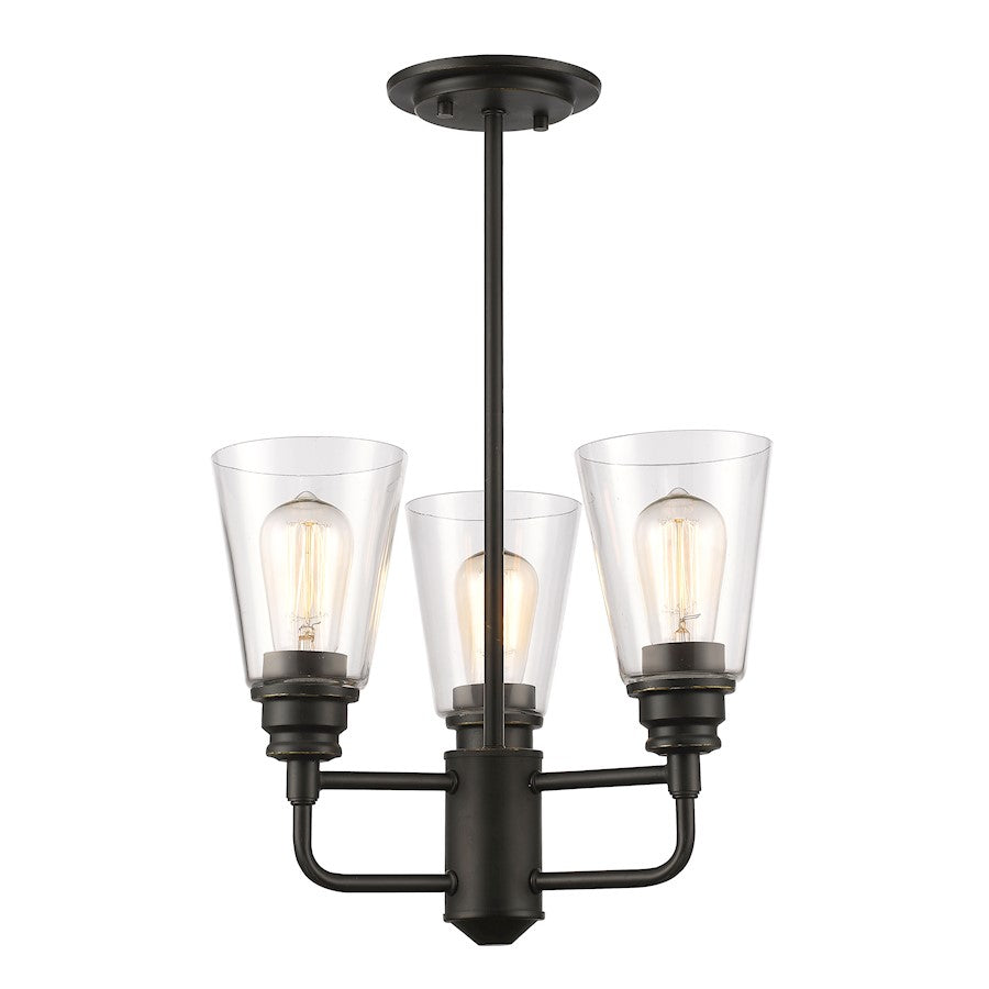 Z-Lite Annora 3 Light Semi-Flush Mount, Olde Bronze, Clear - 428SF-OB
