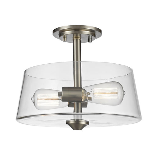 Z-Lite Annora 2 Light Semi Flush Mount, Brushed Nickel, Clear - 428SF2-BN