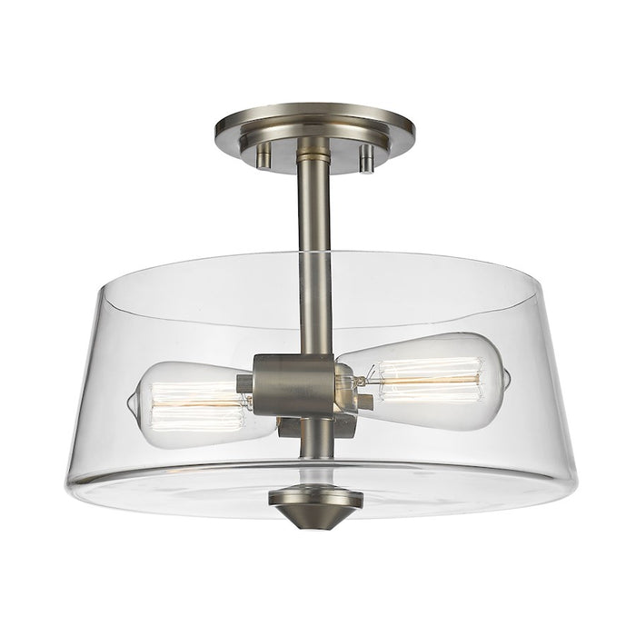 Z-Lite Annora 2 Light Semi Flush Mount, Brushed Nickel, Clear - 428SF2-BN