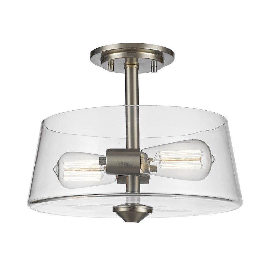 Z-Lite Annora 2 Light Semi Flush Mount, Brushed Nickel, Clear - 428SF2-BN