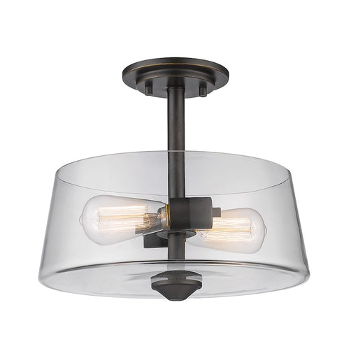 Z-Lite Annora 2 Light Semi Flush Mount, Olde Bronze, Clear - 428SF2-OB
