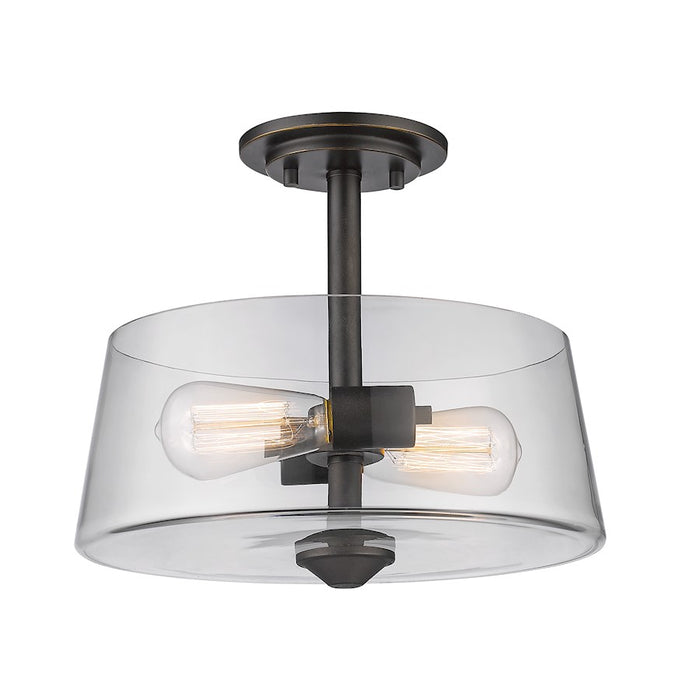 Z-Lite Annora 2 Light Semi Flush Mount, Olde Bronze, Clear - 428SF2-OB
