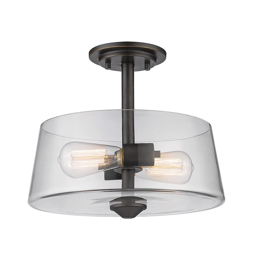 Z-Lite Annora 2 Light Semi Flush Mount, Olde Bronze, Clear - 428SF2-OB