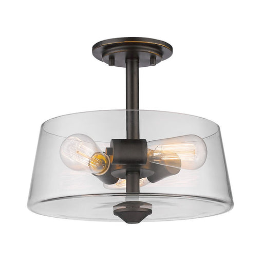 Z-Lite Annora 3 Light Semi Flush Mount, Olde Bronze, Clear - 428SF3-OB