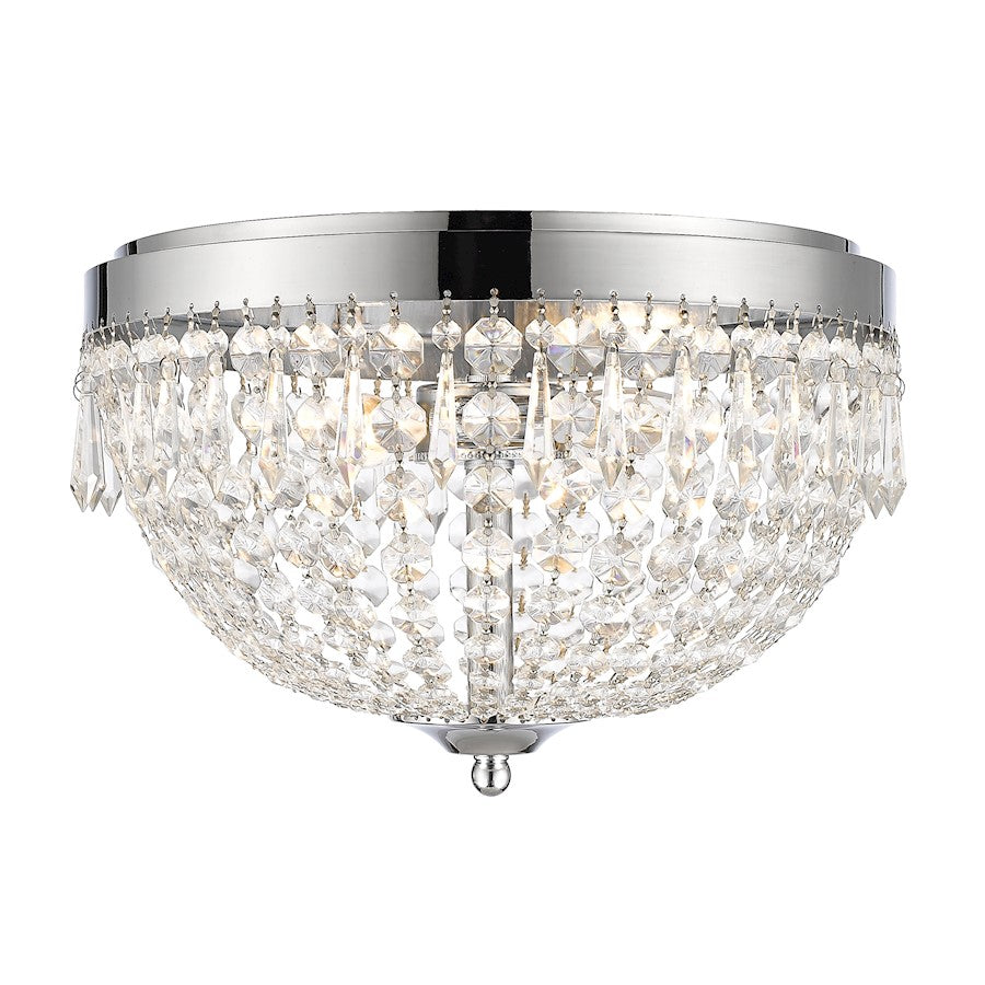 Z-Lite Danza 4 Light Flush Mount, Chrome, Clear - 431F4-CH