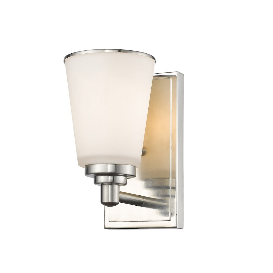 Z-Lite Jarra 1 Light Wall Sconce, Brushed Nickel, Matte Opal - 432-1S-BN