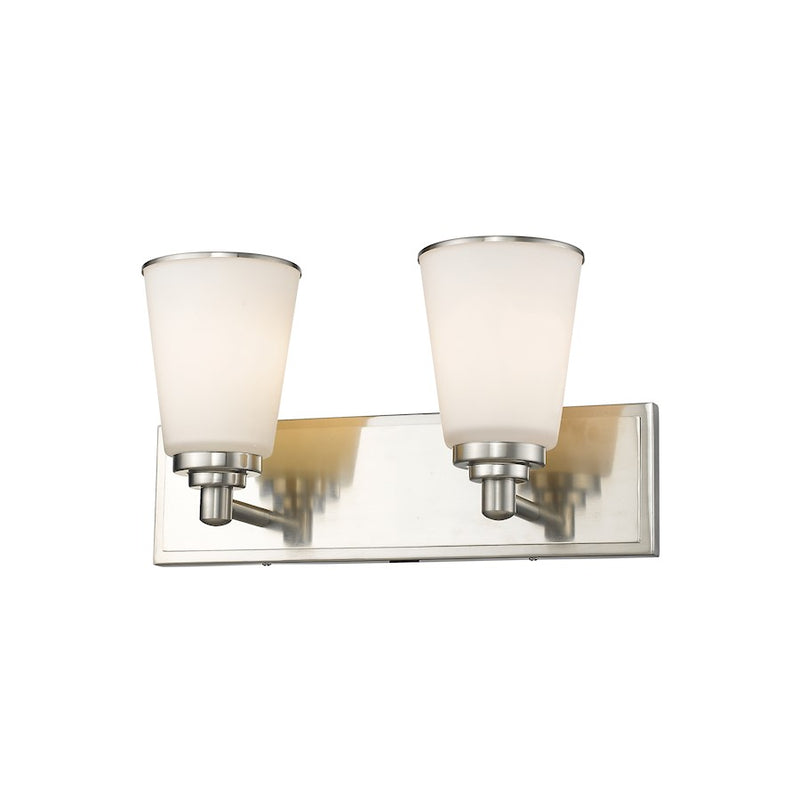 Z-Lite Jarra 2 Light Vanity Light, Brushed Nickel, Matte Opal - 432-2V-BN