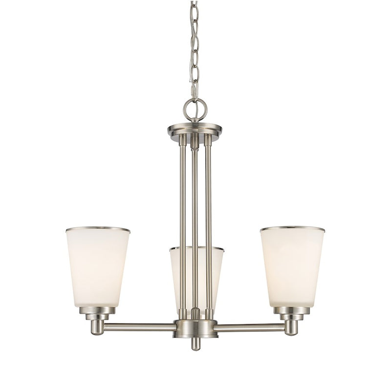 Z-Lite Jarra 3 Light Chandelier, Brushed Nickel, Matte Opal - 432-3BN