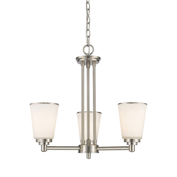 Z-Lite Jarra 3 Light Chandelier, Brushed Nickel, Matte Opal - 432-3BN