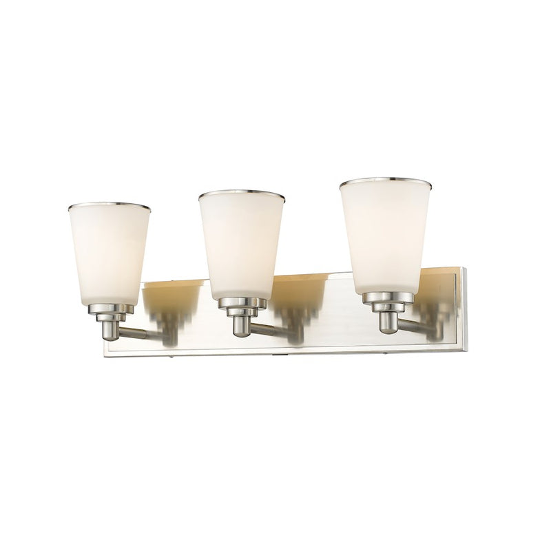 Z-Lite Jarra 3 Light Vanity Light, Brushed Nickel, Matte Opal - 432-3V-BN