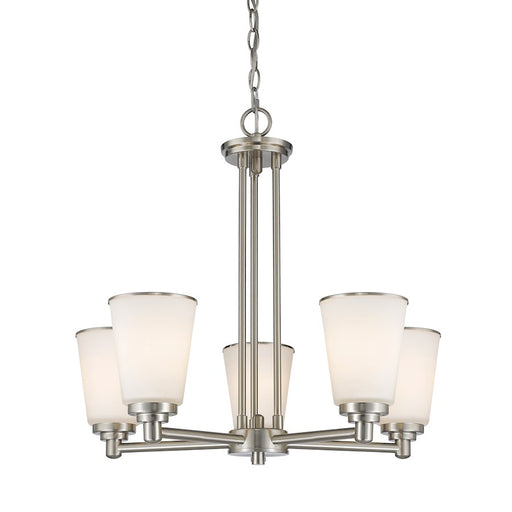Z-Lite Jarra 5 Light Chandelier, Brushed Nickel, Matte Opal - 432-5BN