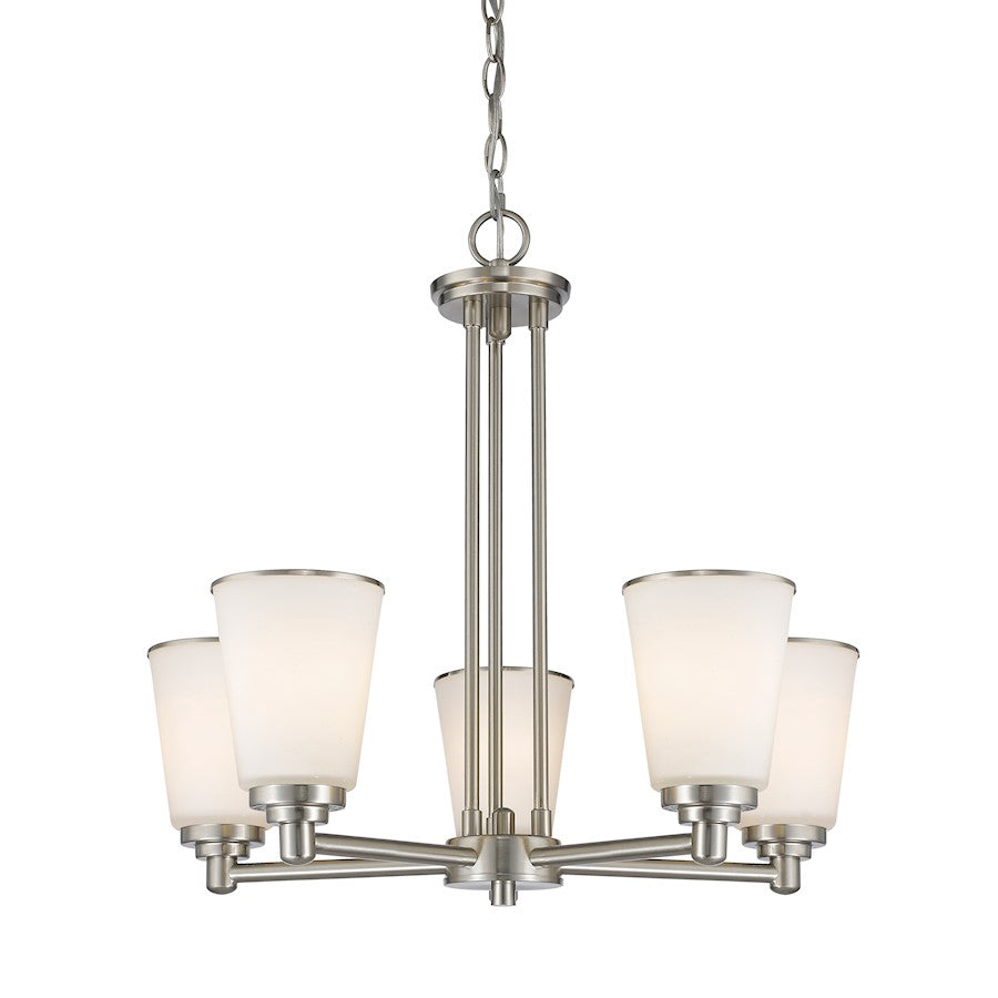 Z-Lite Jarra 5 Light Chandelier, Brushed Nickel, Matte Opal - 432-5BN