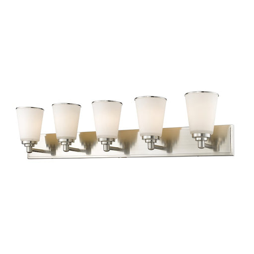 Z-Lite Jarra 5 Light Vanity Light, Brushed Nickel, Matte Opal - 432-5V-BN