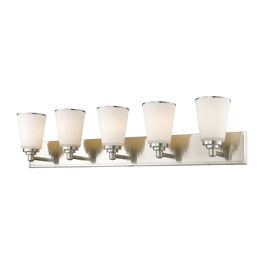 Z-Lite Jarra 5 Light Vanity Light, Brushed Nickel, Matte Opal - 432-5V-BN