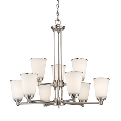 Z-Lite Jarra 9 Light Chandelier, Brushed Nickel, Matte Opal - 432-9BN