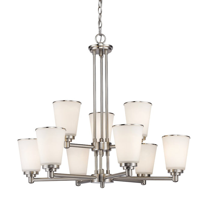 Z-Lite Jarra 9 Light Chandelier, Brushed Nickel, Matte Opal - 432-9BN