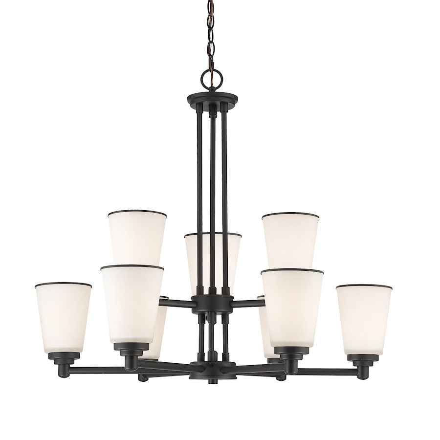 Z-Lite Jarra 9 Light Chandelier, Bronze, Matte Opal - 432-9BRZ